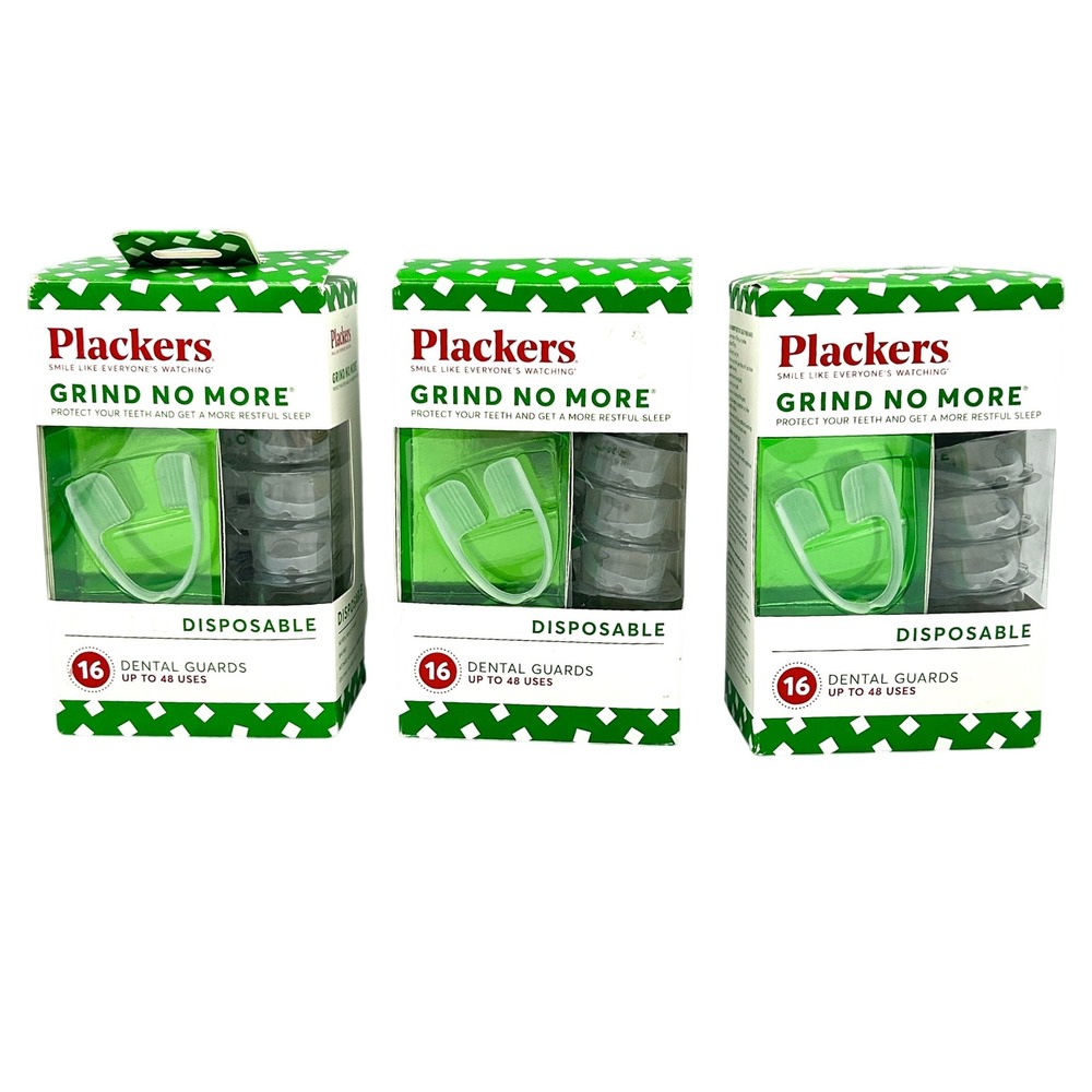 Plackers Grind No More Dental Guards 3 Boxes 16 Count Each Disposable 48 Total